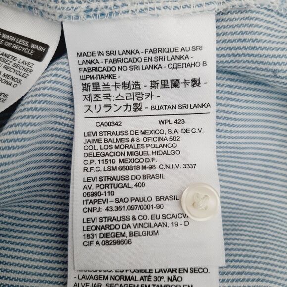 LEVI'S 100% Cotton Bow Neck Tie Button Down Top Pinstripe Sz M - Picture 14 of 16